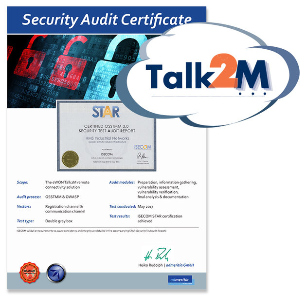 eWON® Talk2M获得ISECOM STAR安全认证